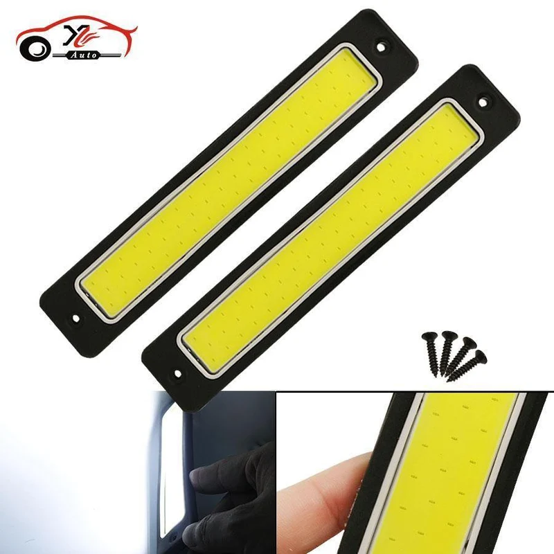 DRL Tagfahrlicht Nebelscheinwerfer 2Stk. Superhelles flexibles wasserdichtes COB Geradeausfahrlicht Weiß 190x35mm