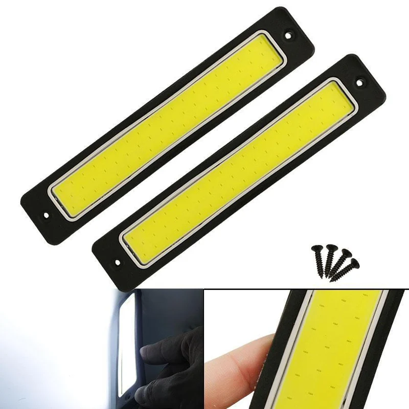 DRL Tagfahrlicht Nebelscheinwerfer 2Stk. Superhelles flexibles wasserdichtes COB Geradeausfahrlicht Weiß 190x35mm
