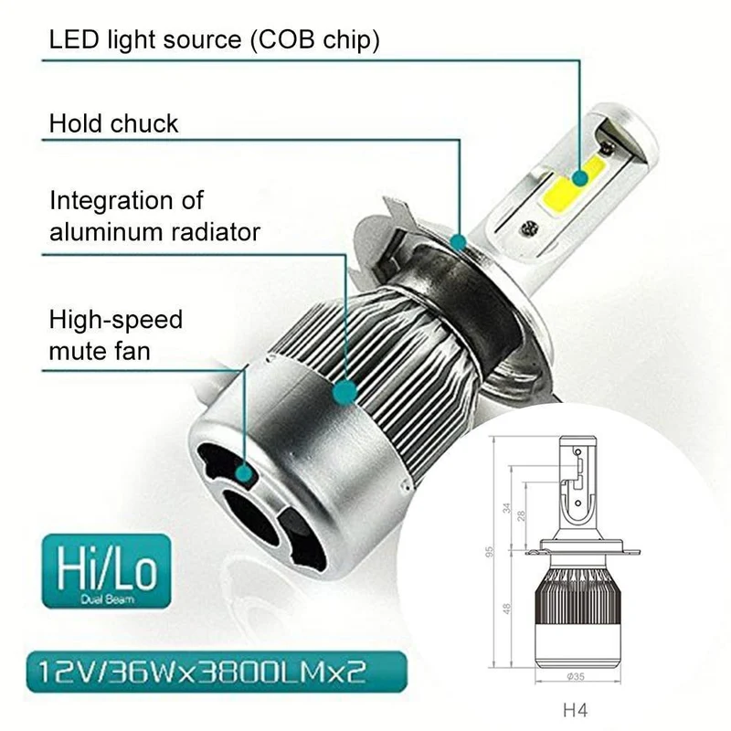 Autoscheinwerfer H4 LED-Lampen 9003 HB2 H13 9008 9004 9007 H1 H3 H7 H8 H9 H11 9005 HB3 9006 HB4 880 H27 Autoscheinwerferlampe