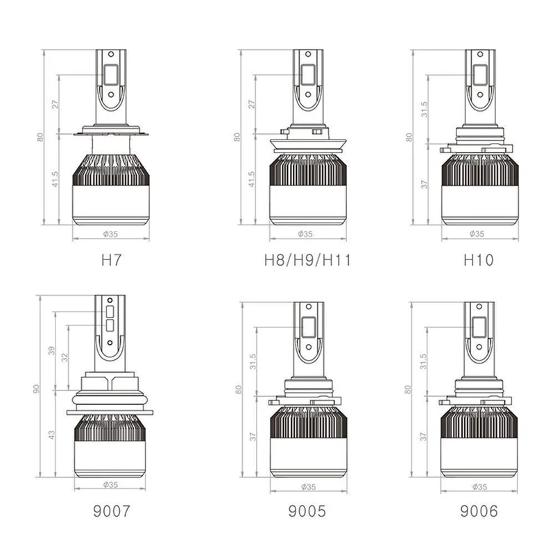 Autoscheinwerfer H4 LED-Lampen 9003 HB2 H13 9008 9004 9007 H1 H3 H7 H8 H9 H11 9005 HB3 9006 HB4 880 H27 Autoscheinwerferlampe