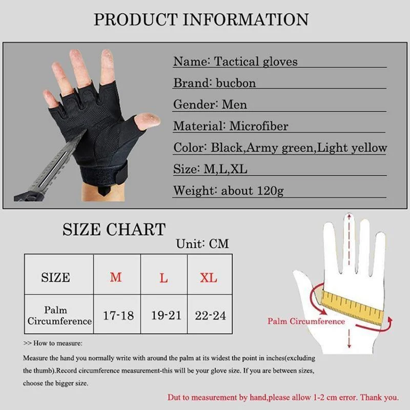 Black Hawk Military Tactical Gloves Herren Fighting Combat Half Finger Anti-Rutsch-Handschuhe M / L / XL