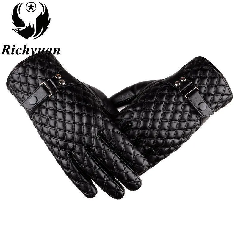 Winter Herren Lederhandschuhe Neue Marke Touchscreen Handschuhe Mode Warme Schwarze Handschuhe