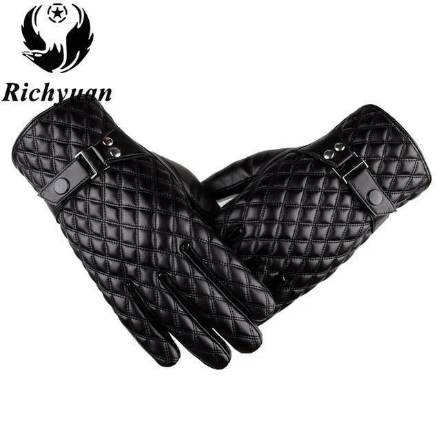 Winter Herren Lederhandschuhe Neue Marke Touchscreen Handschuhe Mode Warme Schwarze Handschuhe