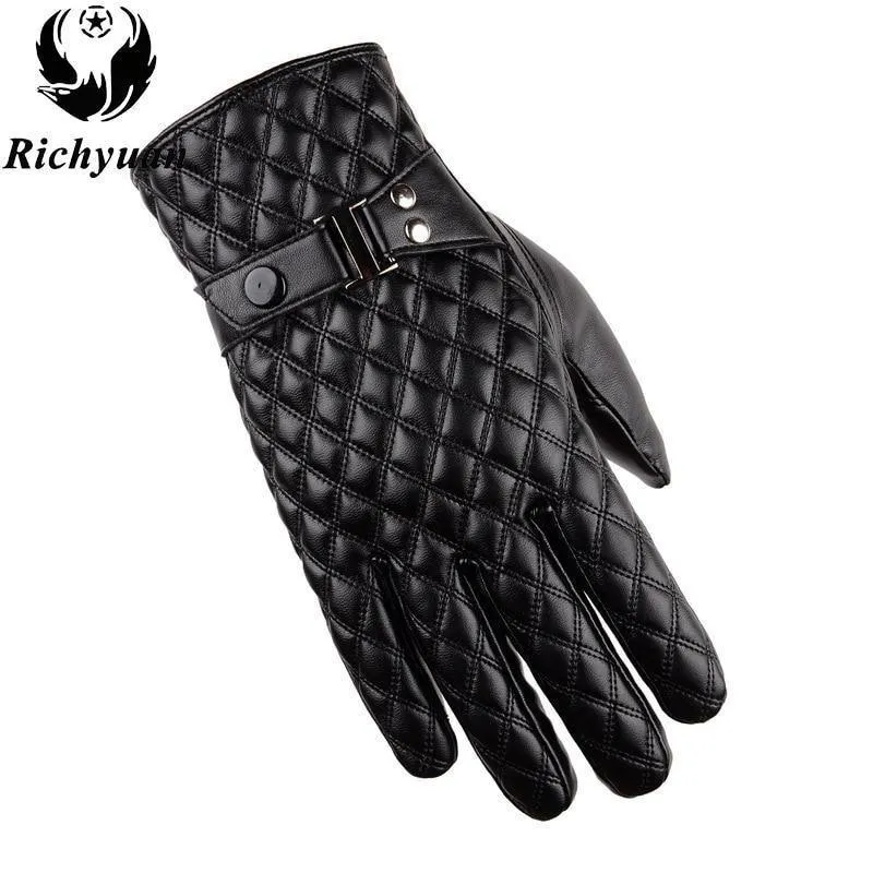 Winter Herren Lederhandschuhe Neue Marke Touchscreen Handschuhe Mode Warme Schwarze Handschuhe