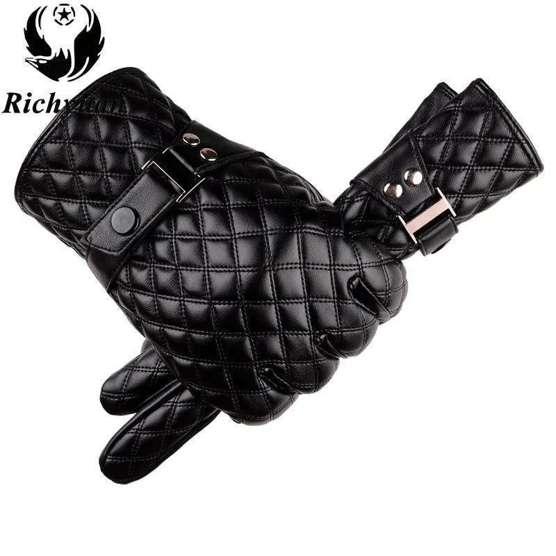 Winter Herren Lederhandschuhe Neue Marke Touchscreen Handschuhe Mode Warme Schwarze Handschuhe