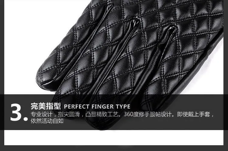Winter Herren Lederhandschuhe Neue Marke Touchscreen Handschuhe Mode Warme Schwarze Handschuhe