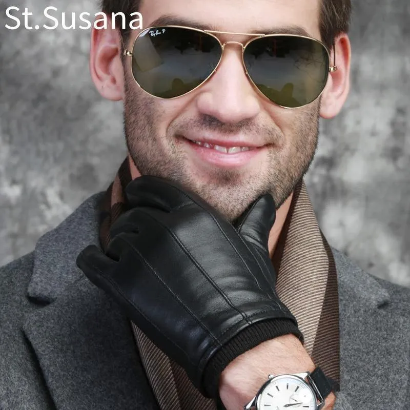 Winter Warme Handschuhe Echtes Schaffell Leder Handschuhe Männlichen Touchscreen Handschuhe Fäustlinge Winter Handschuhe Männlichen