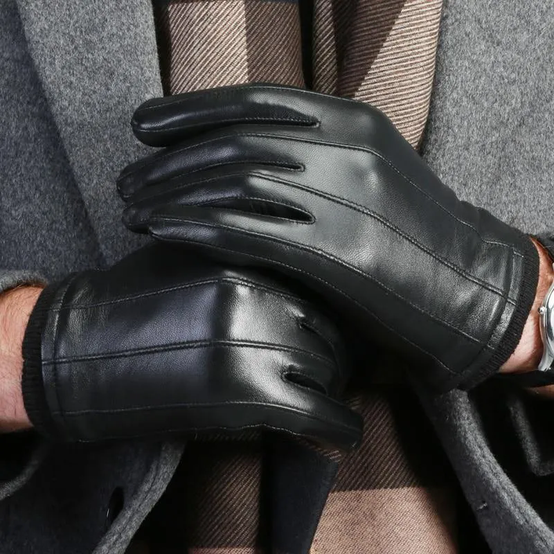 Winter Warme Handschuhe Echtes Schaffell Leder Handschuhe Männlichen Touchscreen Handschuhe Fäustlinge Winter Handschuhe Männlichen