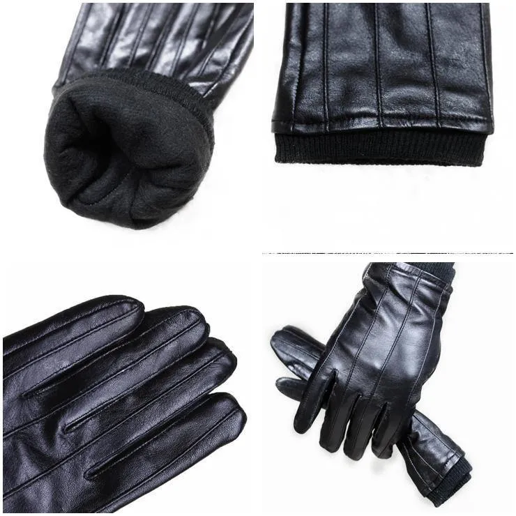 Winter Warme Handschuhe Echtes Schaffell Leder Handschuhe Männlichen Touchscreen Handschuhe Fäustlinge Winter Handschuhe Männlichen