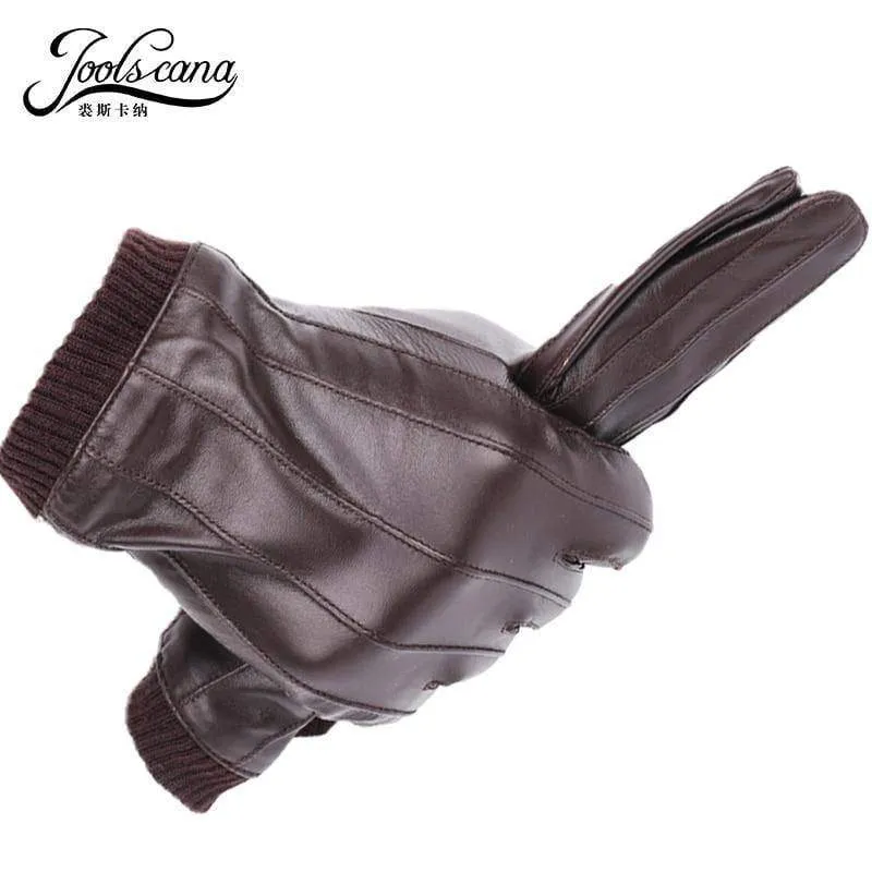 Lederhandschuhe für Herren, Wintermode-Handschuhe aus italienischem importiertem Schaffell, können Touchscreen-elastisches Handgelenk spielen