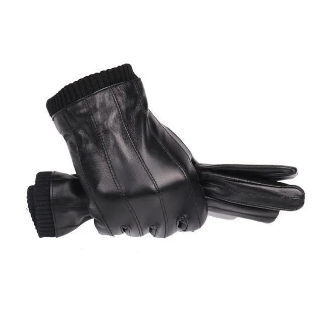 Lederhandschuhe für Herren, Wintermode-Handschuhe aus italienischem importiertem Schaffell, können Touchscreen-elastisches Handgelenk spielen