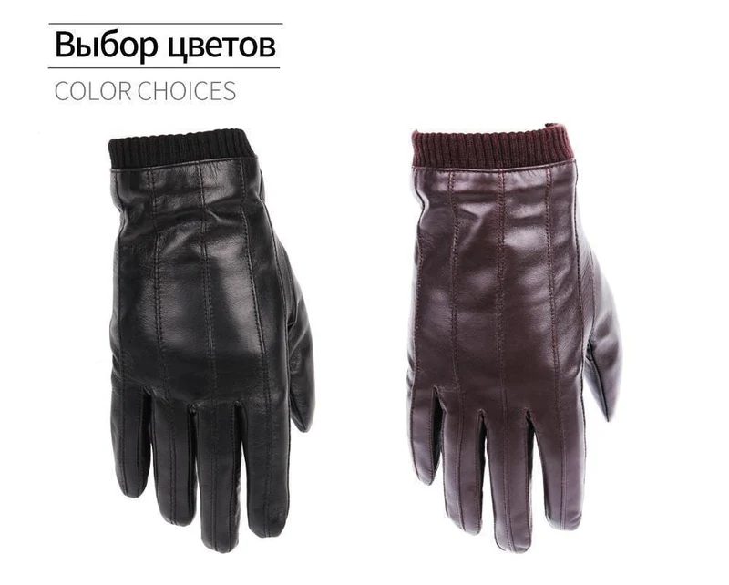 Lederhandschuhe für Herren, Wintermode-Handschuhe aus italienischem importiertem Schaffell, können Touchscreen-elastisches Handgelenk spielen