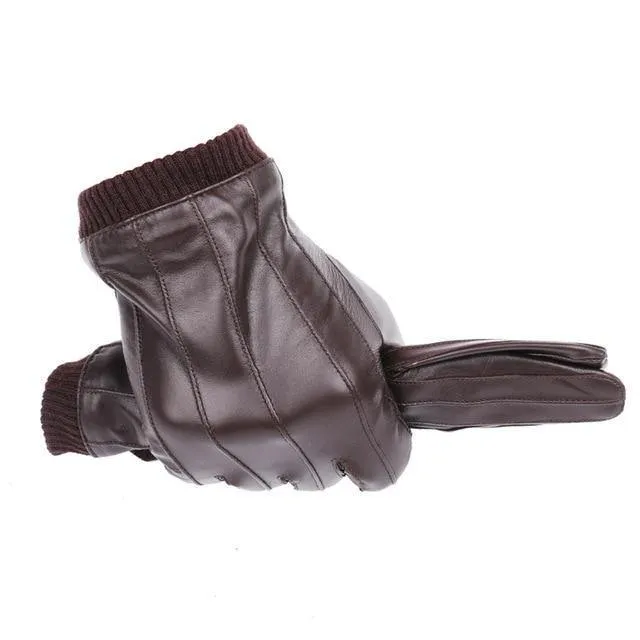 Lederhandschuhe für Herren, Wintermode-Handschuhe aus italienischem importiertem Schaffell, können Touchscreen-elastisches Handgelenk spielen