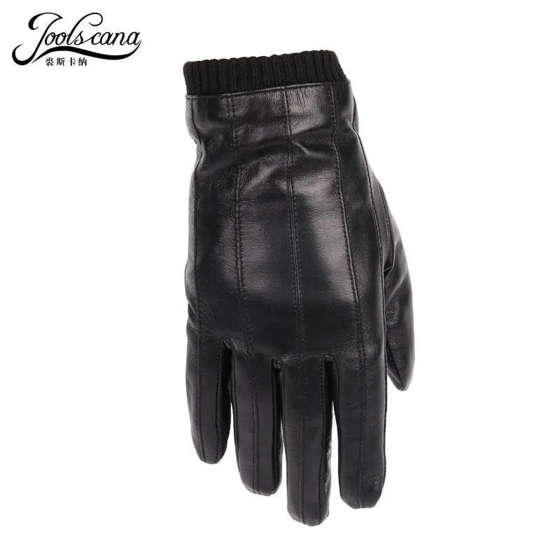 Lederhandschuhe für Herren, Wintermode-Handschuhe aus italienischem importiertem Schaffell, können Touchscreen-elastisches Handgelenk spielen