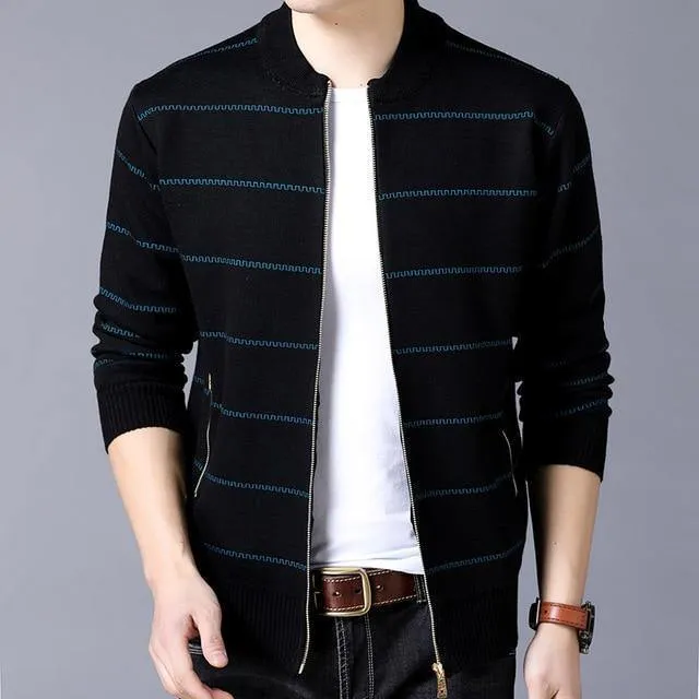 Jacke Männer Casual Stehkragen Herren Mantel Taschen Reißverschluss Kontrastfarbe Herren Jacken und Mäntel