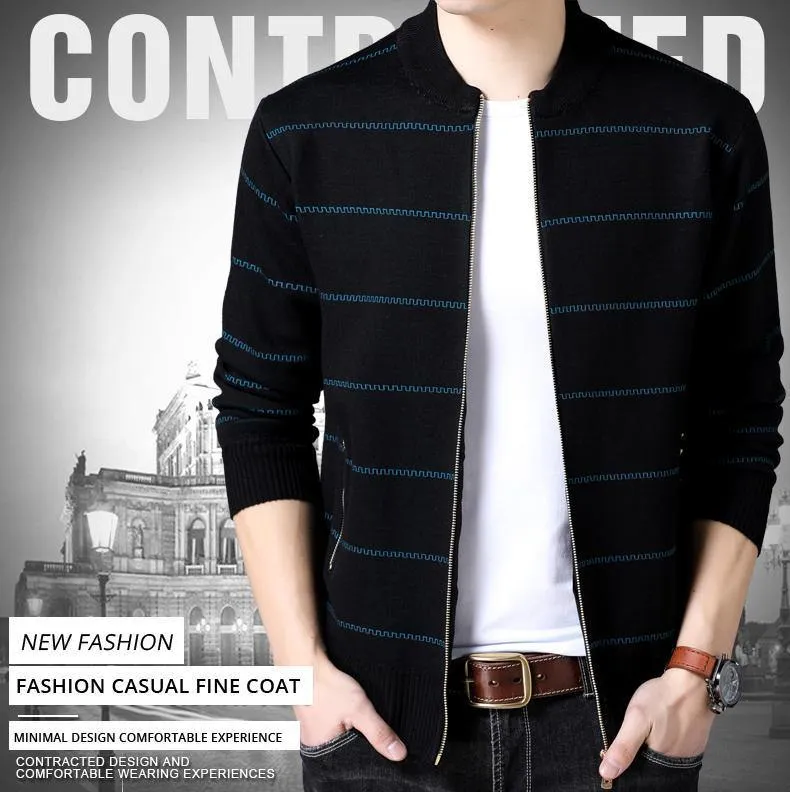 Jacke Männer Casual Stehkragen Herren Mantel Taschen Reißverschluss Kontrastfarbe Herren Jacken und Mäntel