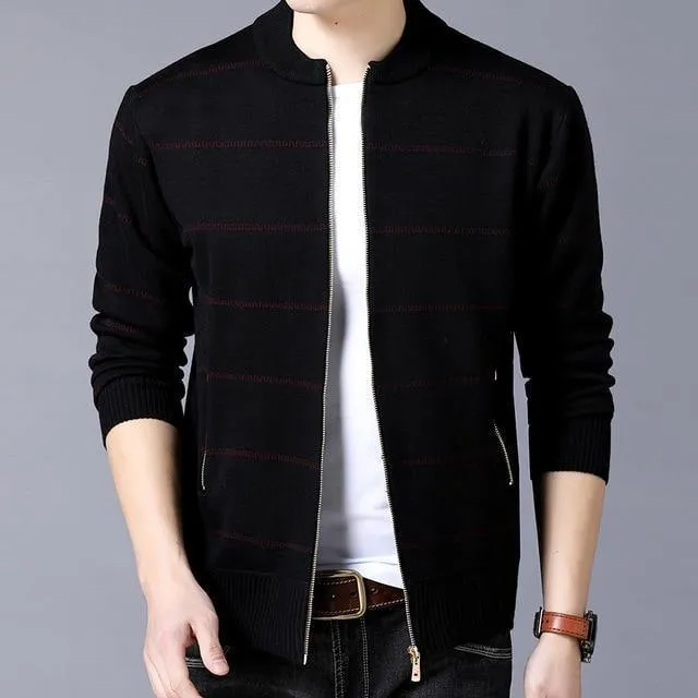 Jacke Männer Casual Stehkragen Herren Mantel Taschen Reißverschluss Kontrastfarbe Herren Jacken und Mäntel