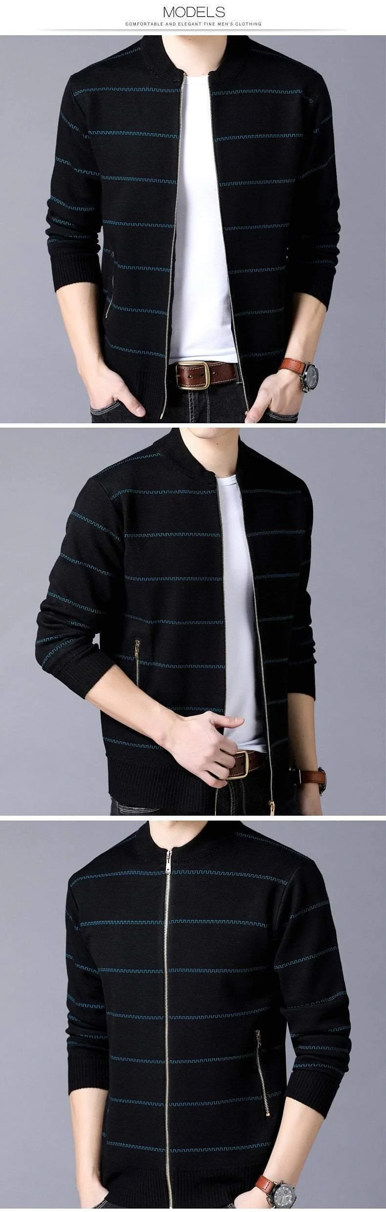 Jacke Männer Casual Stehkragen Herren Mantel Taschen Reißverschluss Kontrastfarbe Herren Jacken und Mäntel