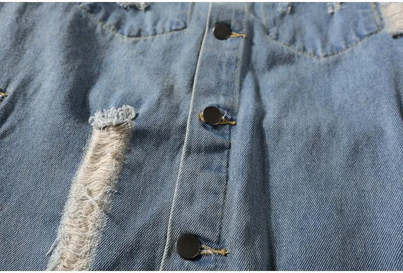 Hipster Männer Stickerei Denim Jacken Retro Streetwear Harajuku Ripped Slim fit Hip Hop