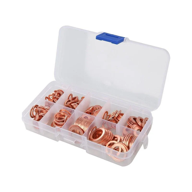 200 Teile/paket Auto Kupferscheibe Öldichtungsblatt Dichtung Verschiedene Garagenmotorscheibensatz Auto-Hardware-Reparatur M5 M6 M8 M10 M12 M14