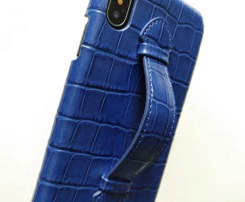 Leder Handschlaufe Halter Hülle für iPhone X XS Max Handy Luxus Krokodil Dünn Slim Hard Cover Solque