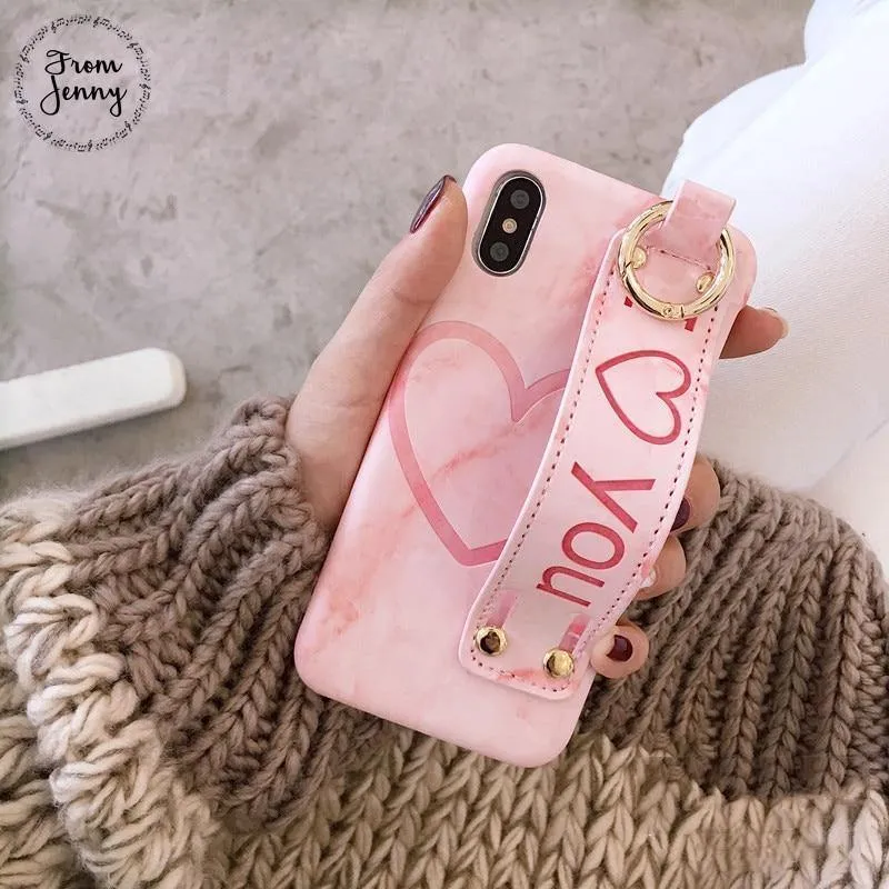 Pu-Leder Grip Starp Telefon Fall für iPhone 8 8plus 7 7plus 6/6S 6plus 6S + Hard Back Cover Fall