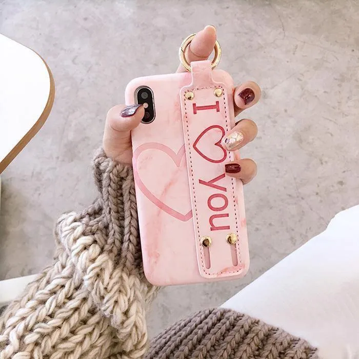 Pu-Leder Grip Starp Telefon Fall für iPhone 8 8plus 7 7plus 6/6S 6plus 6S + Hard Back Cover Fall