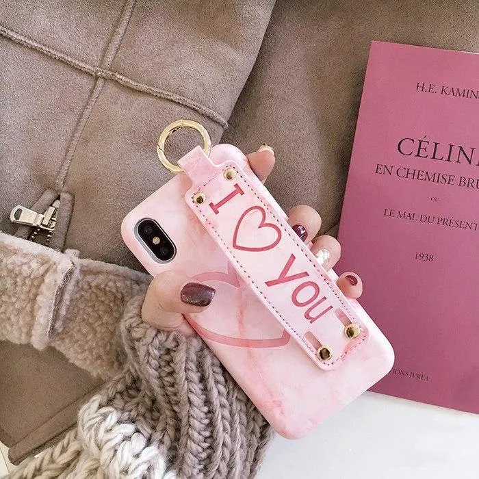 Pu-Leder Grip Starp Telefon Fall für iPhone 8 8plus 7 7plus 6/6S 6plus 6S + Hard Back Cover Fall