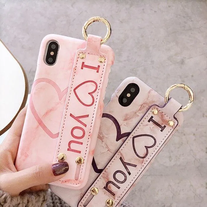 Pu-Leder Grip Starp Telefon Fall für iPhone 8 8plus 7 7plus 6/6S 6plus 6S + Hard Back Cover Fall
