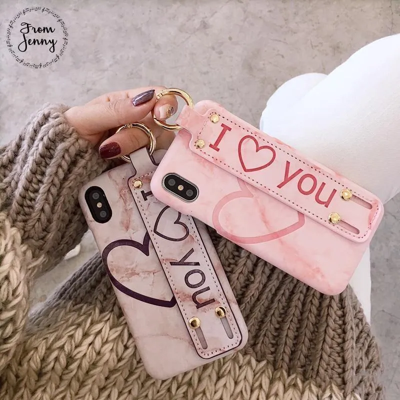 Pu-Leder Grip Starp Telefon Fall für iPhone 8 8plus 7 7plus 6/6S 6plus 6S + Hard Back Cover Fall