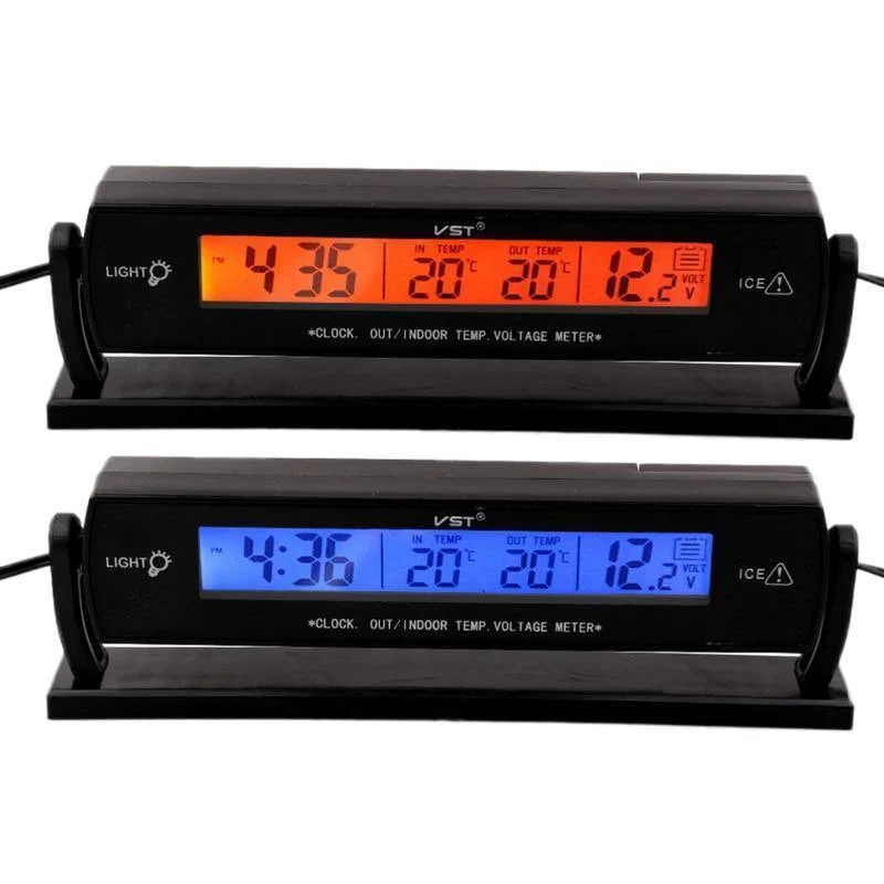 Auto Auto LCD Digital Auto Auto Spannung Temperatur Thermometer Meter Monitor Wecker 3 In 1
