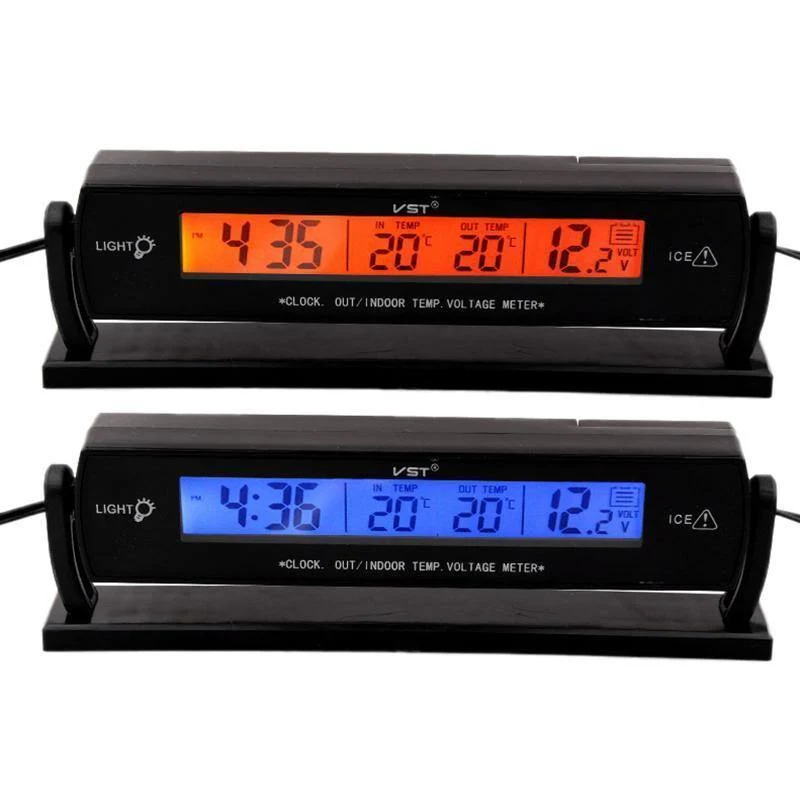 Auto Auto LCD Digital Auto Auto Spannung Temperatur Thermometer Meter Monitor Wecker 3 In 1