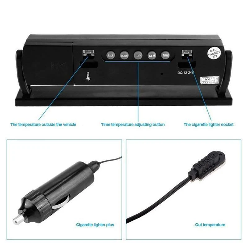 Auto Auto LCD Digital Auto Auto Spannung Temperatur Thermometer Meter Monitor Wecker 3 In 1