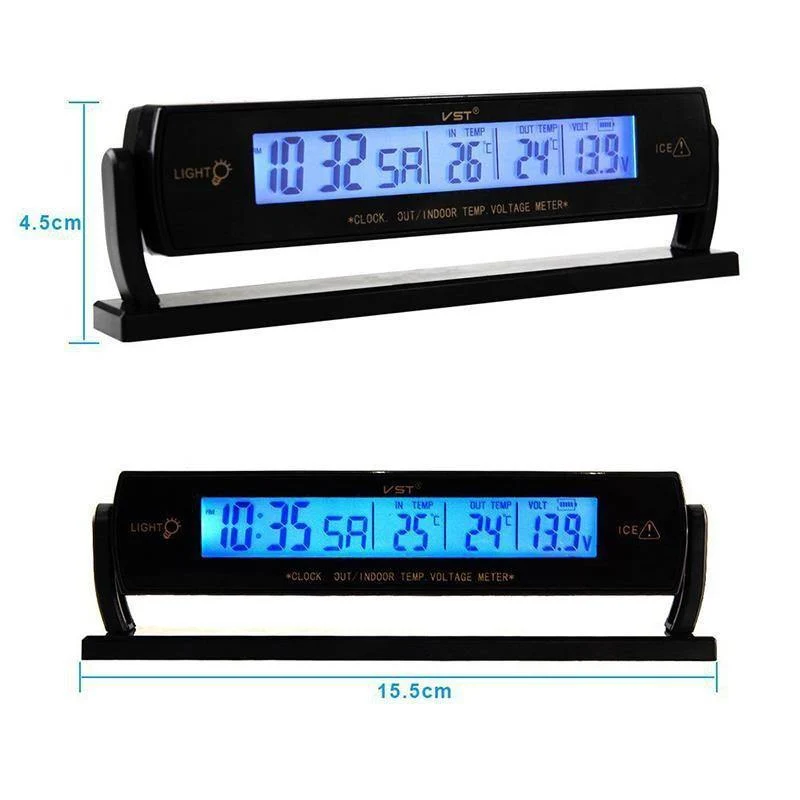 Auto Auto LCD Digital Auto Auto Spannung Temperatur Thermometer Meter Monitor Wecker 3 In 1