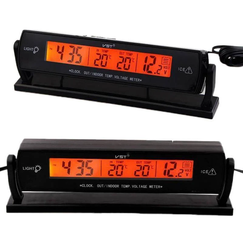 Auto Auto LCD Digital Auto Auto Spannung Temperatur Thermometer Meter Monitor Wecker 3 In 1