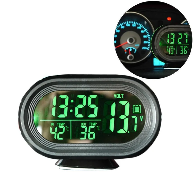 Multifunktions Digital Car Voltage Monitor Meter Manometer Auto Elektronische Wecker LCD Display Temperatur Thermometer Voltmeter