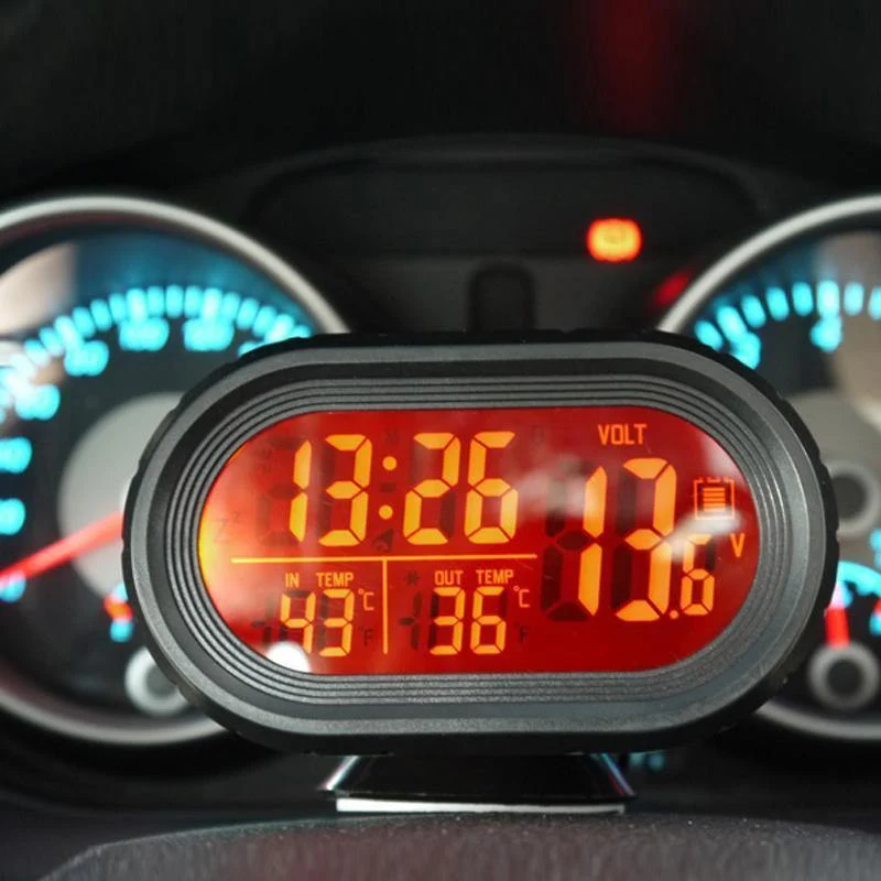 Multifunktions Digital Car Voltage Monitor Meter Manometer Auto Elektronische Wecker LCD Display Temperatur Thermometer Voltmeter