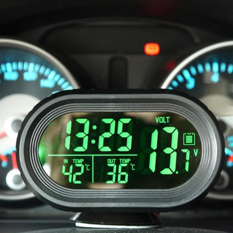 Multifunktions Digital Car Voltage Monitor Meter Manometer Auto Elektronische Wecker LCD Display Temperatur Thermometer Voltmeter