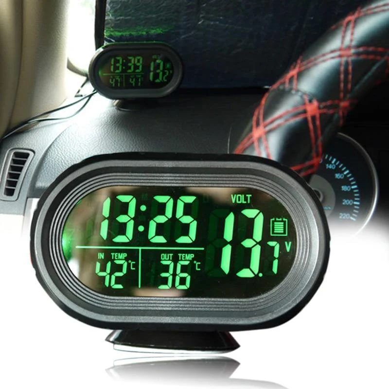 Multifunktions Digital Car Voltage Monitor Meter Manometer Auto Elektronische Wecker LCD Display Temperatur Thermometer Voltmeter