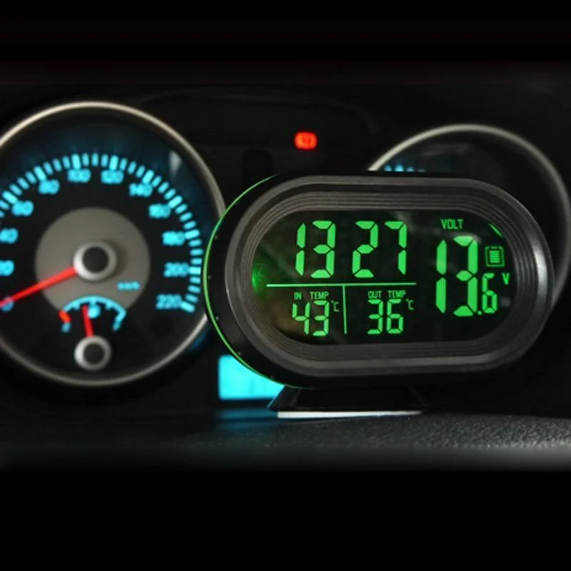 Multifunktions Digital Car Voltage Monitor Meter Manometer Auto Elektronische Wecker LCD Display Temperatur Thermometer Voltmeter
