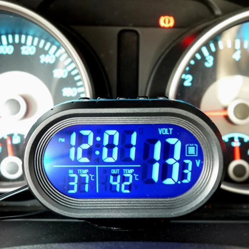 Multifunktions Digital Car Voltage Monitor Meter Manometer Auto Elektronische Wecker LCD Display Temperatur Thermometer Voltmeter