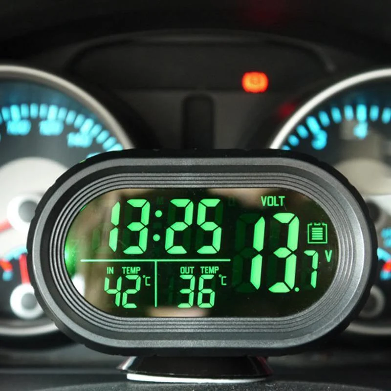 Multifunktions Digital Car Voltage Monitor Meter Manometer Auto Elektronische Wecker LCD Display Temperatur Thermometer Voltmeter