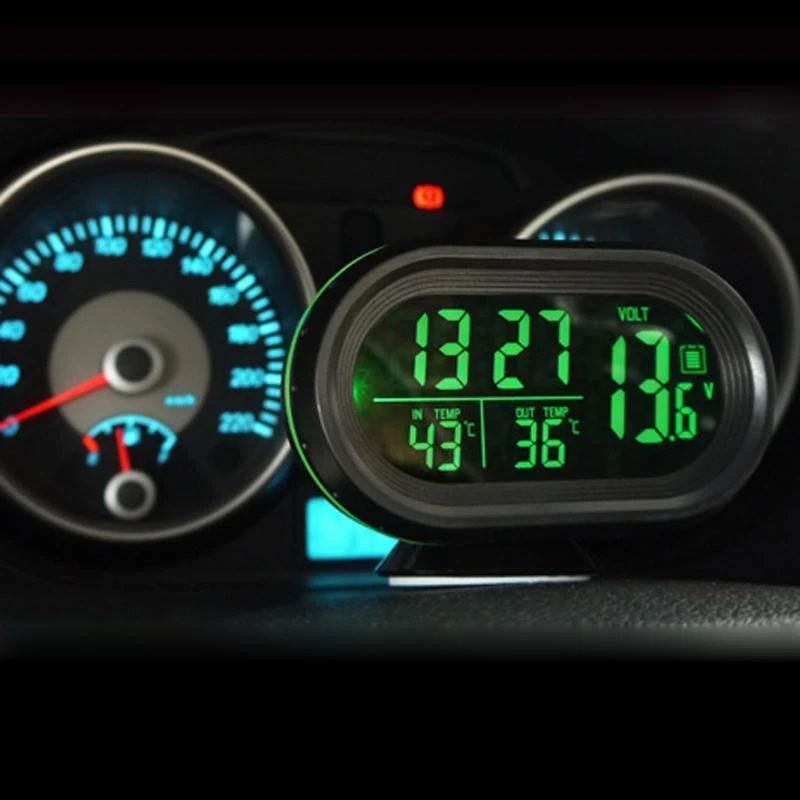 Multifunktions Digital Car Voltage Monitor Meter Manometer Auto Elektronische Wecker LCD Display Temperatur Thermometer Voltmeter