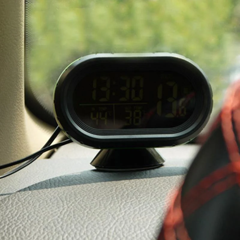 Multifunktions Digital Car Voltage Monitor Meter Manometer Auto Elektronische Wecker LCD Display Temperatur Thermometer Voltmeter