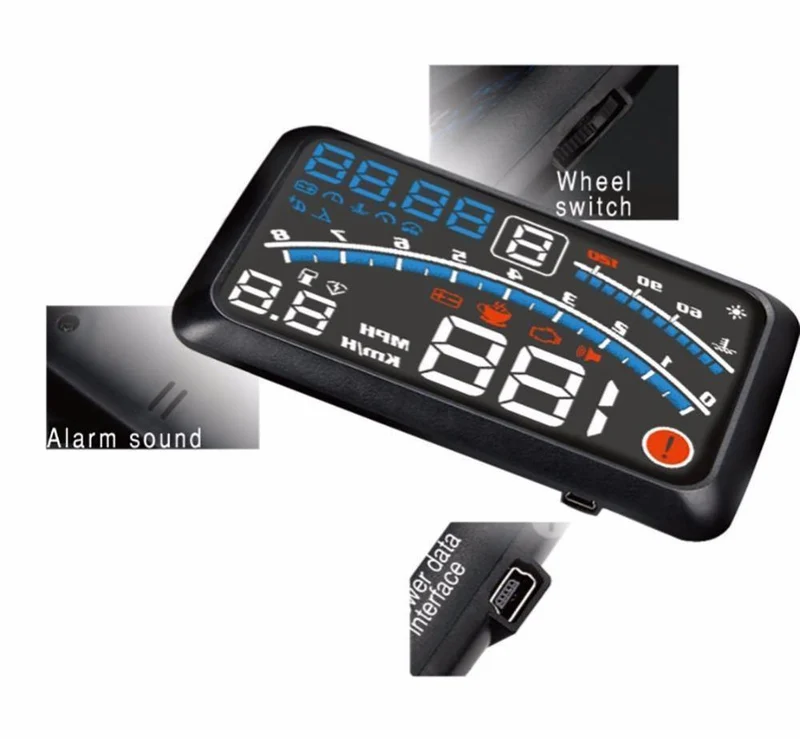 4E 5.5 "Auto HUD Head Up Display Auto OBD2 II EUOBD Überdrehzahlwarnsystem Projektor Windschutzscheibe Auto Elektronischer Spannungsalarm