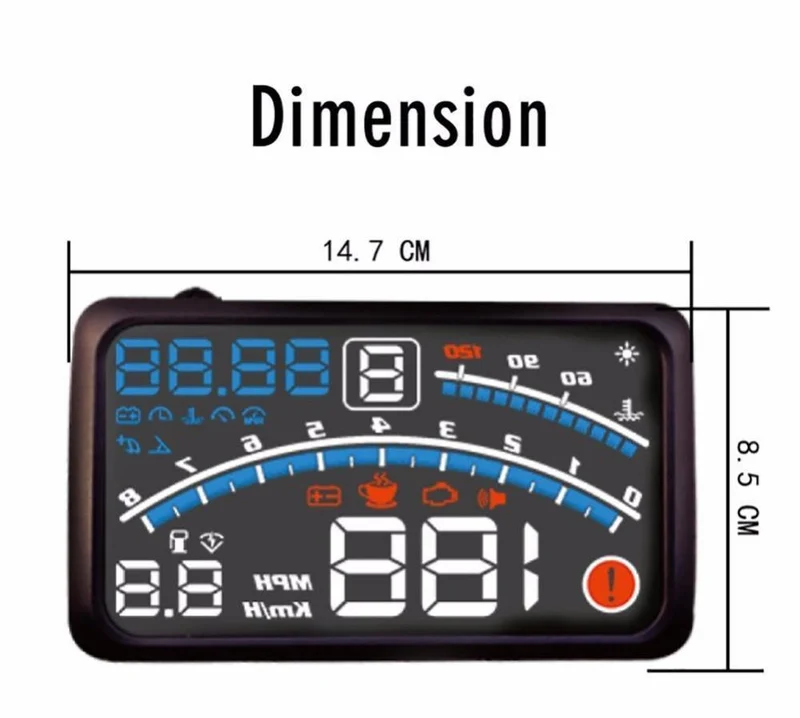 4E 5.5 "Auto HUD Head Up Display Auto OBD2 II EUOBD Überdrehzahlwarnsystem Projektor Windschutzscheibe Auto Elektronischer Spannungsalarm
