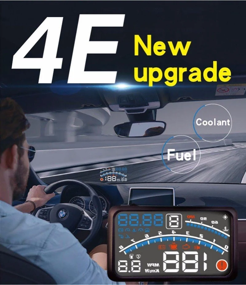 4E 5.5 "Auto HUD Head Up Display Auto OBD2 II EUOBD Überdrehzahlwarnsystem Projektor Windschutzscheibe Auto Elektronischer Spannungsalarm