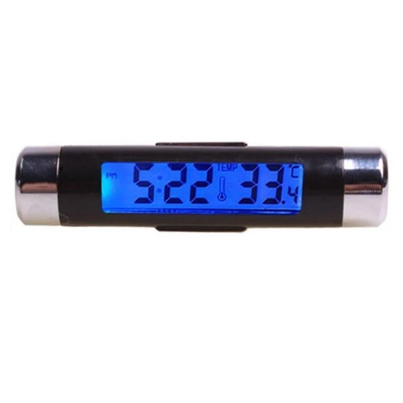 Universal Kunststoff Auto Innenraum Luftaustritt Thermometer Elektronische Uhr 2 in 1 LED Digitalanzeige Blaue Hintergrundbeleuchtung 8cm * 1.5cm