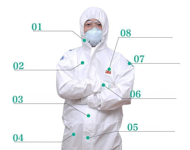 3M Männer Frauen Antistatischer Einwegoverall mit Kapuze Reinraumkleidung Staubdichte Arbeitskleidung Lackfabrikuniformen Overalls