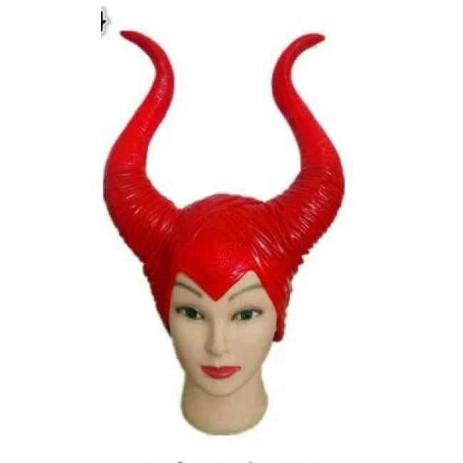 Halloween-Parteikostüm jolie cosplay Kopfbedeckungshut der erwachsenen Frauen der böswilligen Hörner des echten Latex - freies Verschiffen